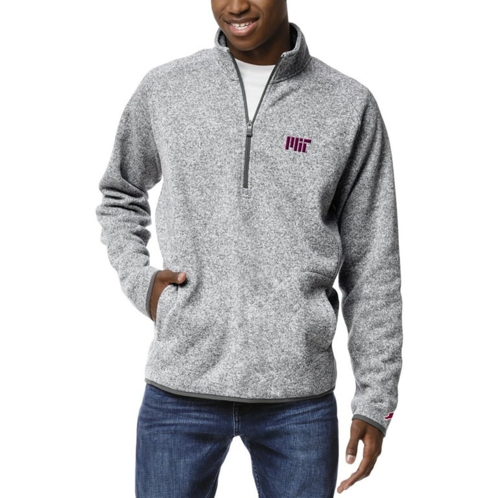 Men’s League Collegiate Wear MIT Heather Gray Saranac Raglan Quarter-Zip Jacket